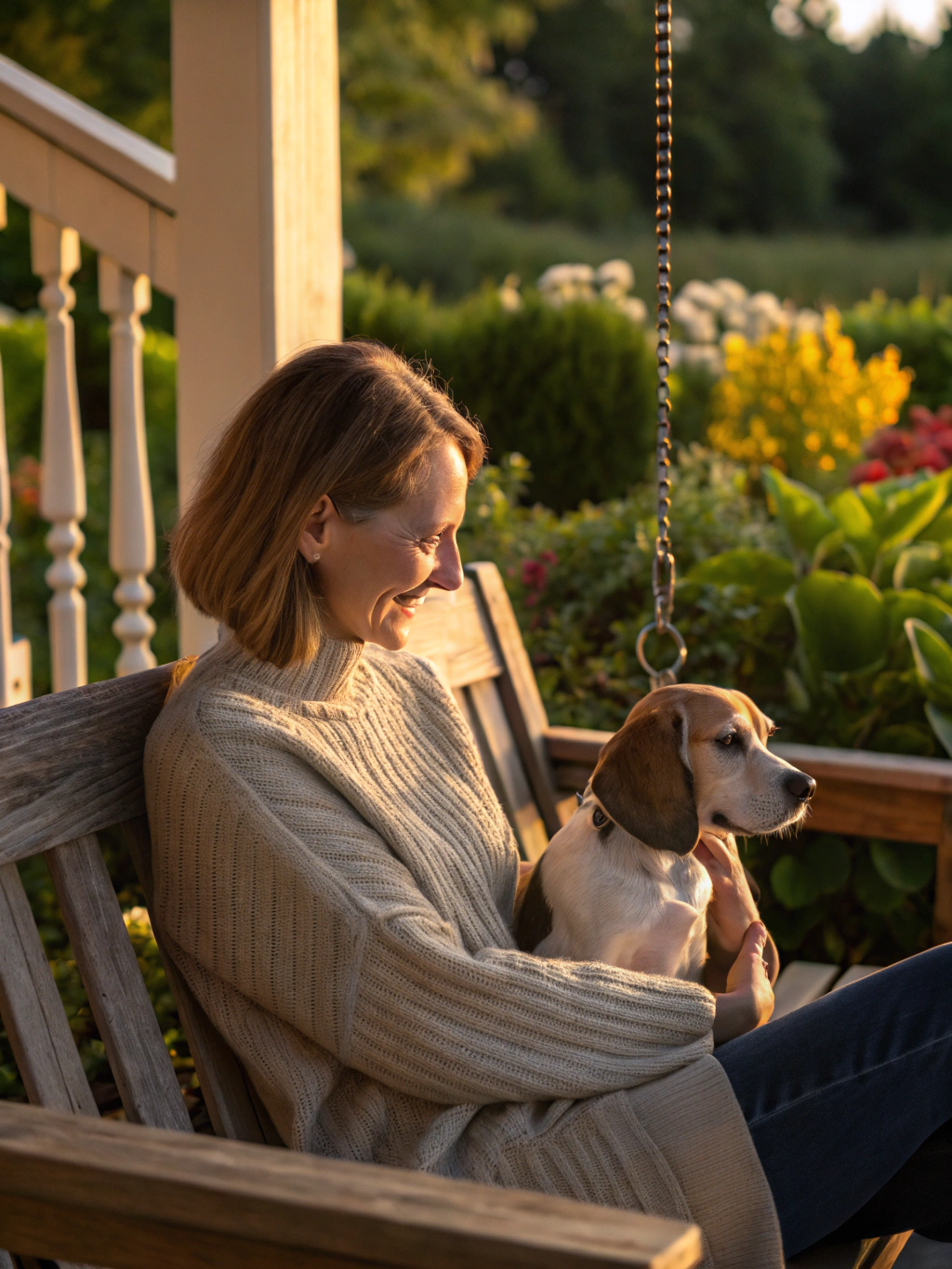 Founder bonding with a dog