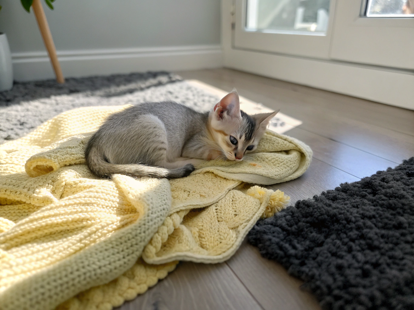 Newborn kitten resting in our sanctuary