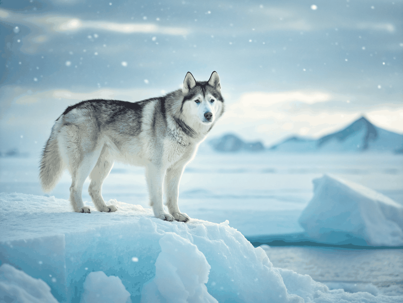 Energetic husky playing in the yard